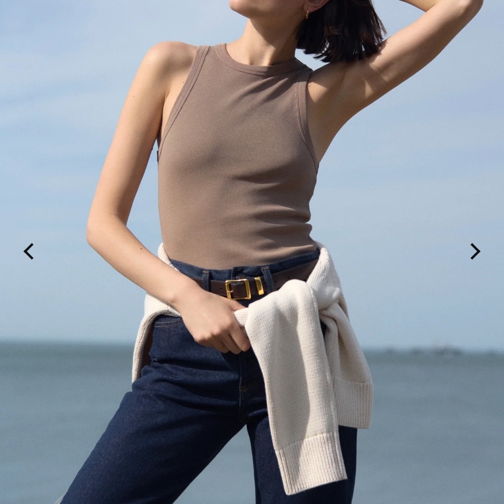 NWT sold out nyc THE NOT SO BASIC TANK IN TRUFFLE